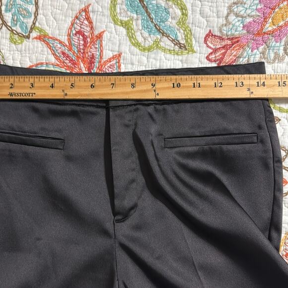 ZARA women’s size large shiny black pull on flat front flowy satin dressy formal - Picture 9 of 13